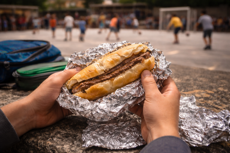 El recreo y el bocadillo envuelto en papel de aluminio